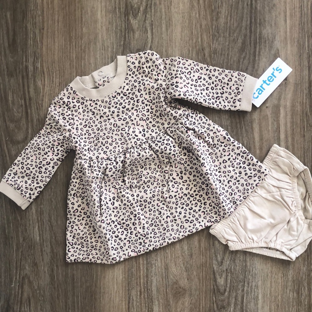 ❤️$13 NWT Size 3 Months Carter's  Leopard Print Dress Set